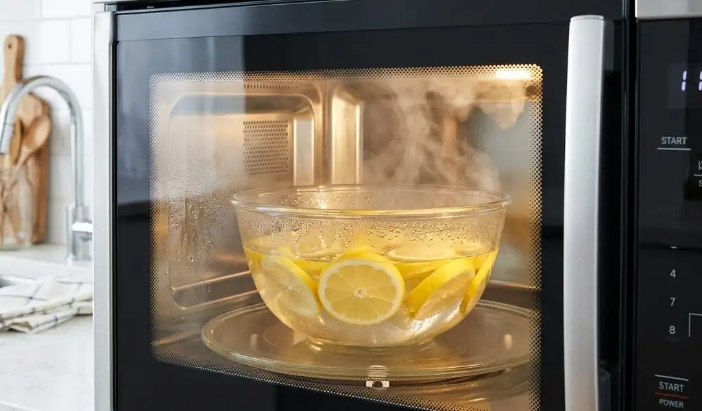 Nettoyer son micro-ondes incrusté en 3 minutes avec de l’eau et des zestes de citron